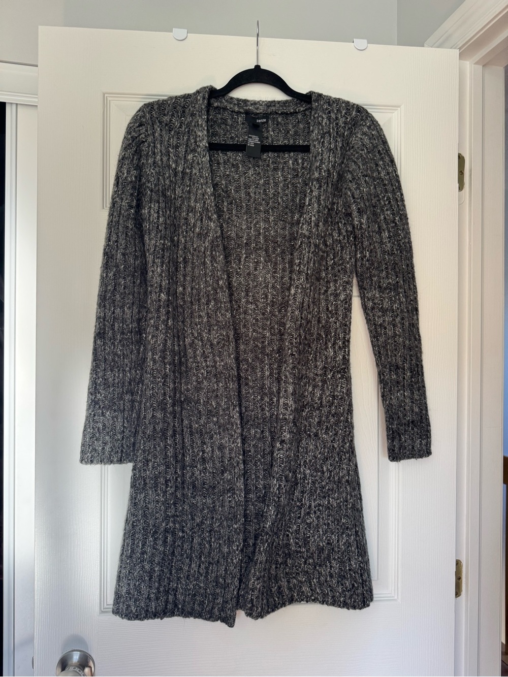 kenzie Charcoal Gray Ribbed Open-Front Cardigan